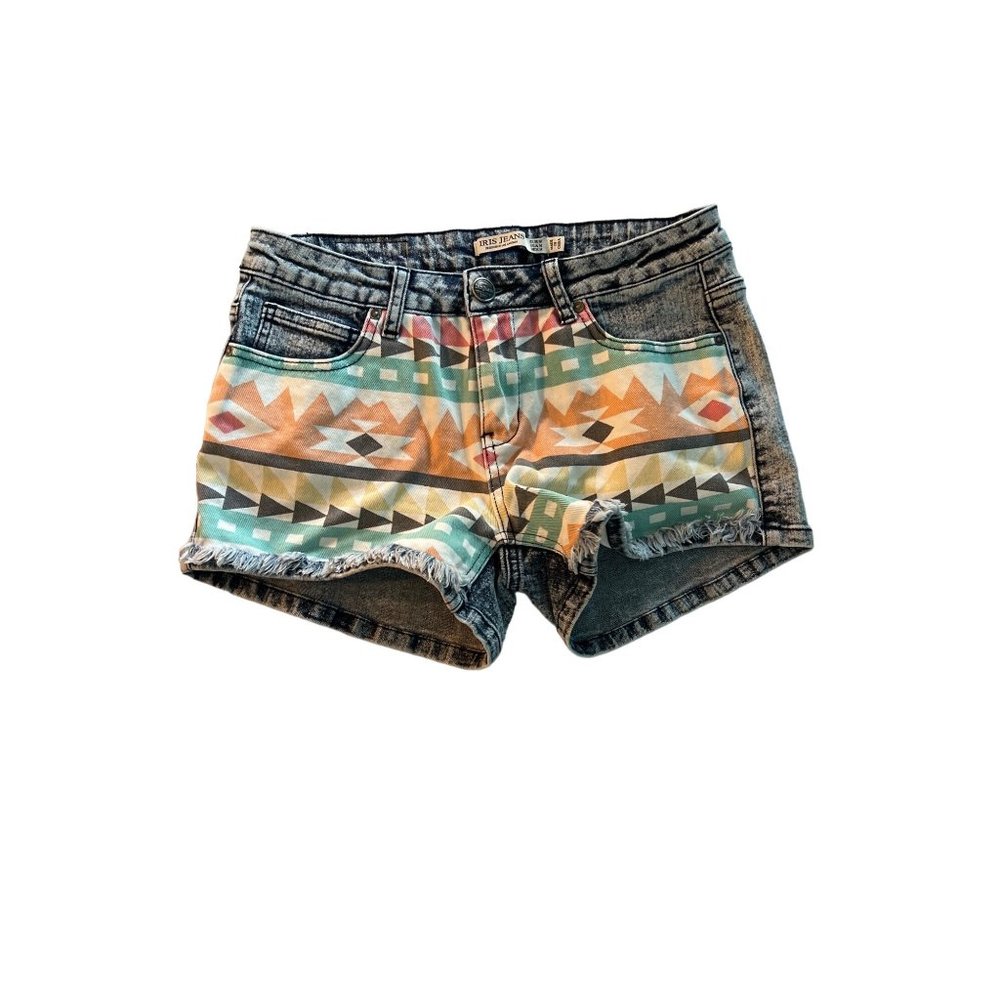 Iris Jeans short short blue jean with Arizona print Size M